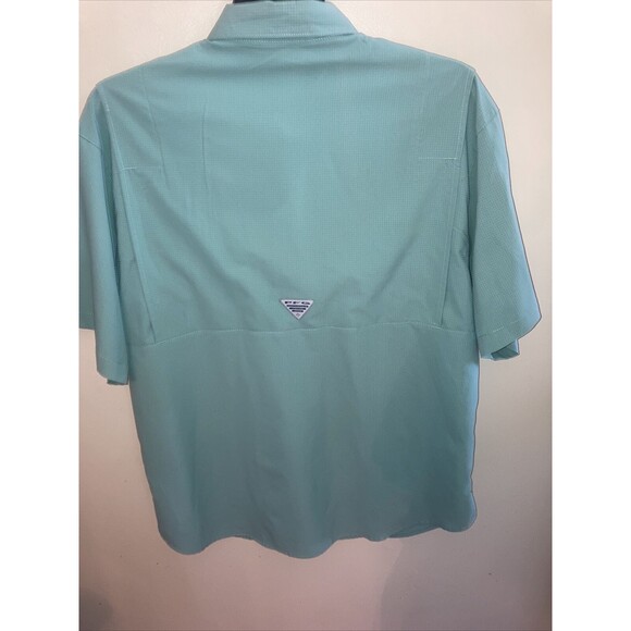 Men's Columbia PFG Hiking Fishing Button Front Shirt Large L - Green- Omni Shade - Picture 7 of 8